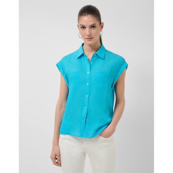 New York & Company Tops - New York & Company Cap Sleeve Button Up Blouse Women’s Size L  Color Aqua NWT